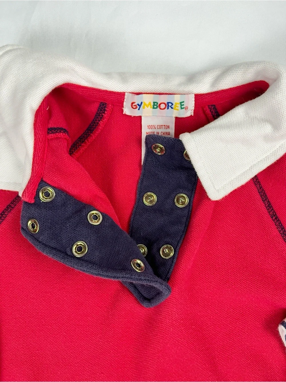 Gymboree 90s Nautical Embroidered Sailboat Rainbow Tag Polka Dot Vintage Top M